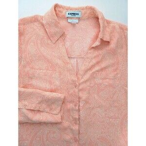 Express Portofino Shirt Slim Small Coral Floral Paisley Office Work Professional